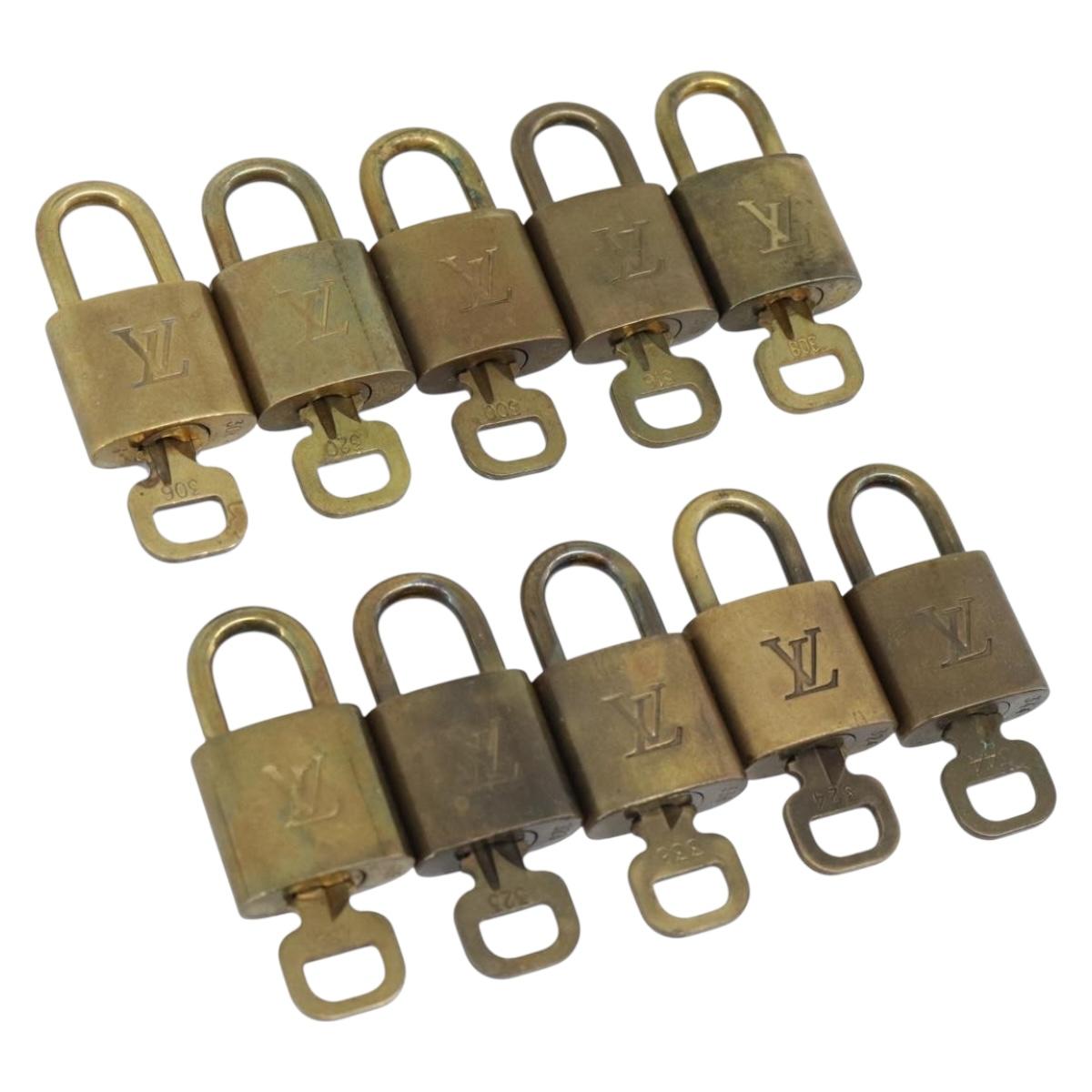 LOUIS VUITTON Padlock 10 Set Padlock metal Gold LV Auth am12066