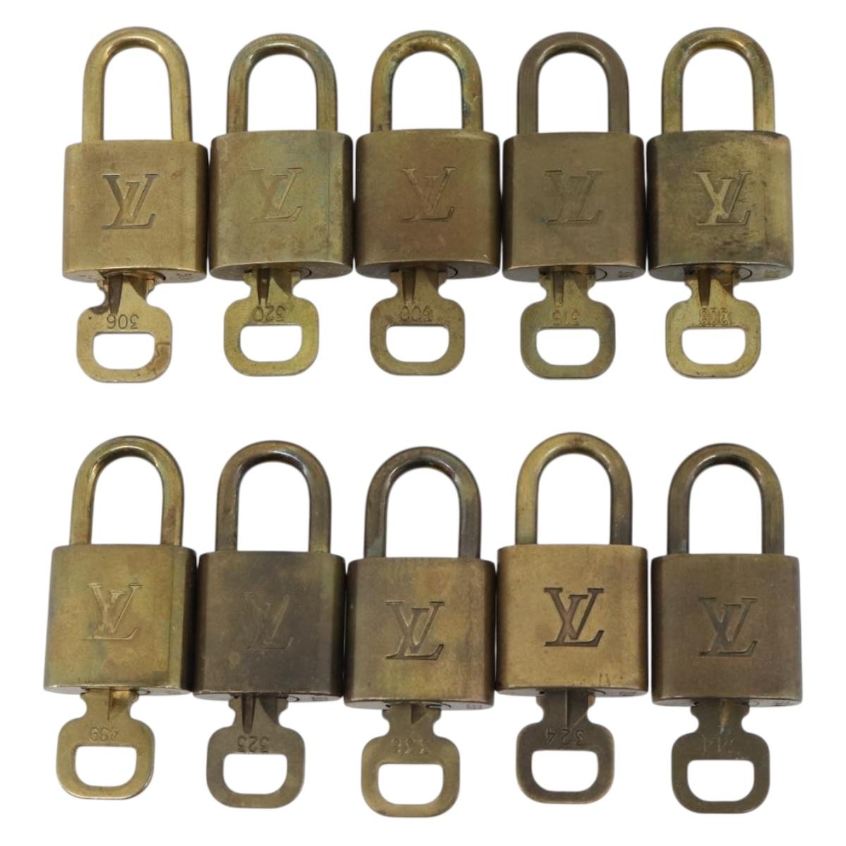 LOUIS VUITTON Padlock 10 Set Padlock metal Gold LV Auth am12066