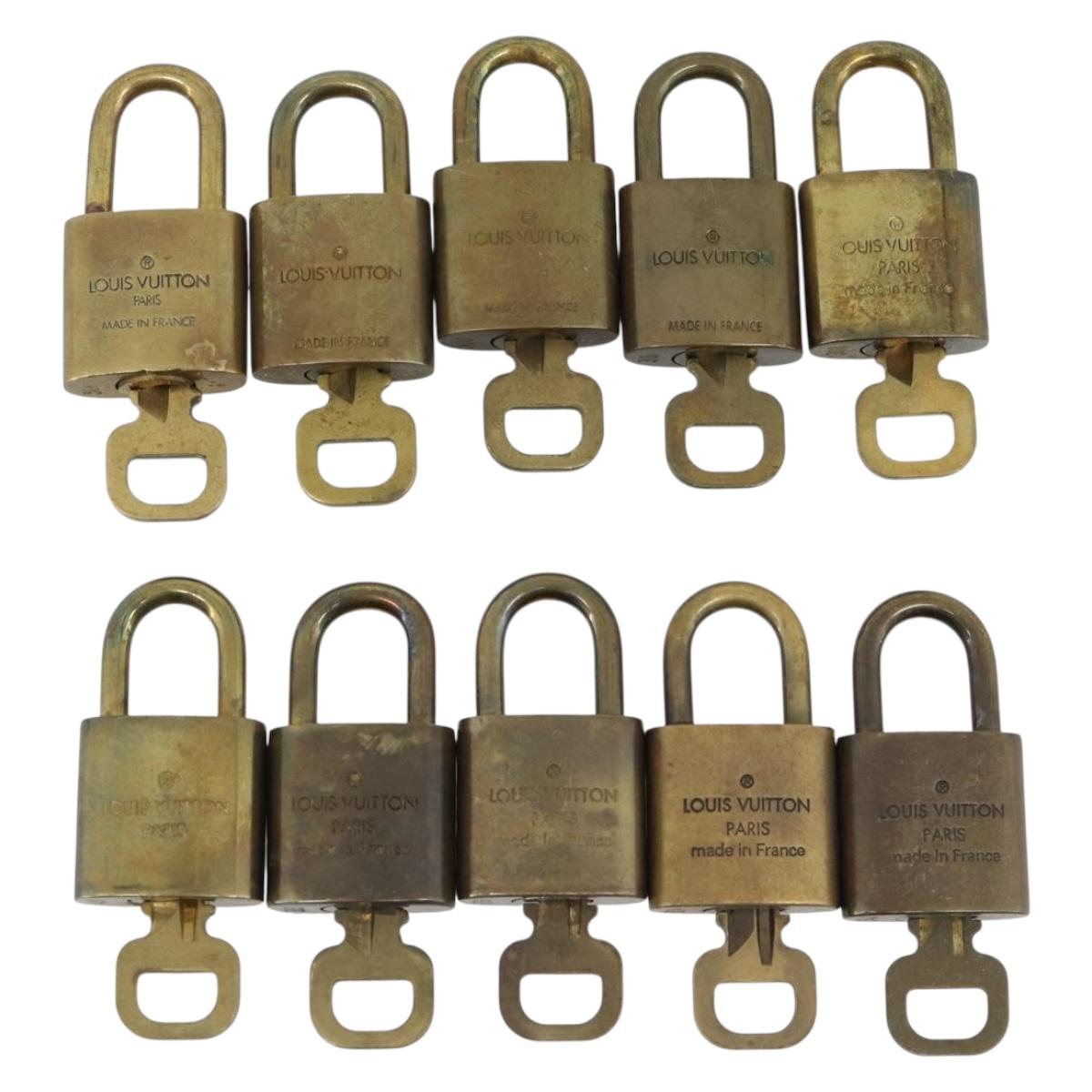 LOUIS VUITTON Padlock 10 Set Padlock metal Gold LV Auth am12066