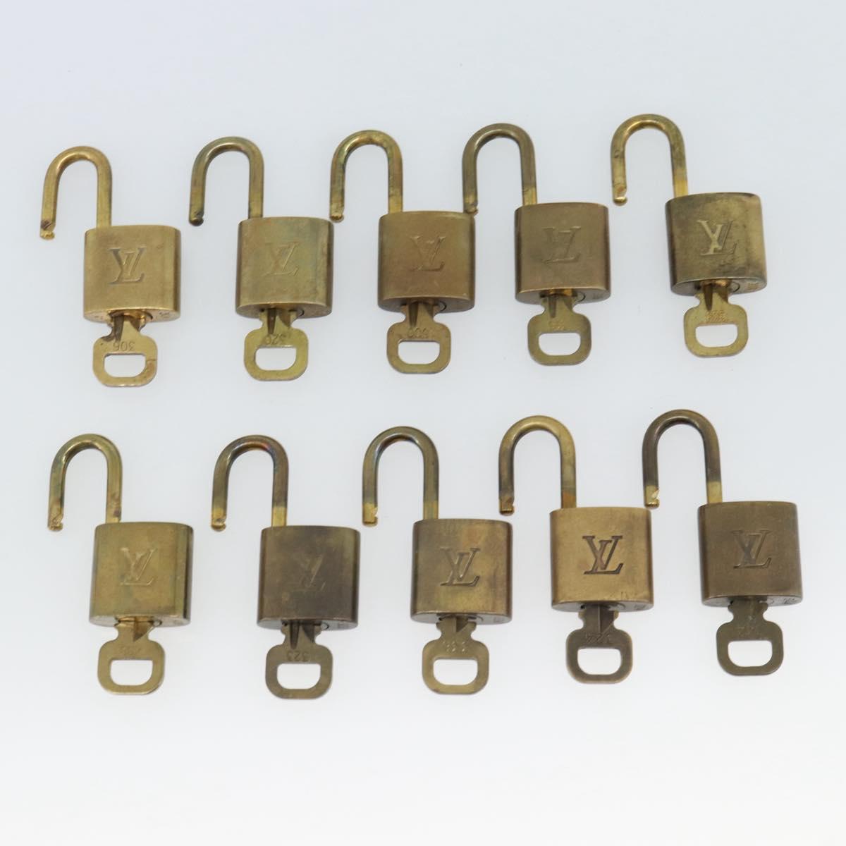 LOUIS VUITTON Padlock 10 Set Padlock metal Gold LV Auth am12066