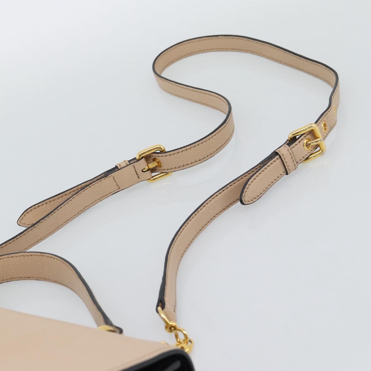 Miu Miu Ready lock Hand Bag Leather 2way Black Gold Auth am12067V