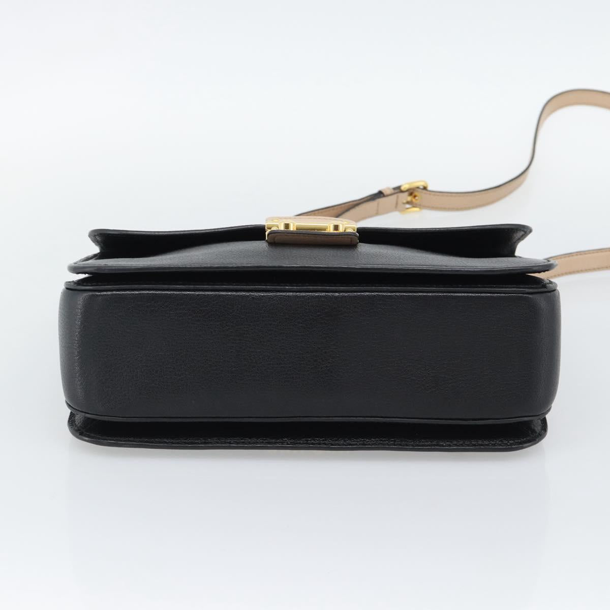 Miu Miu Ready lock Hand Bag Leather 2way Black Gold Auth am12067V