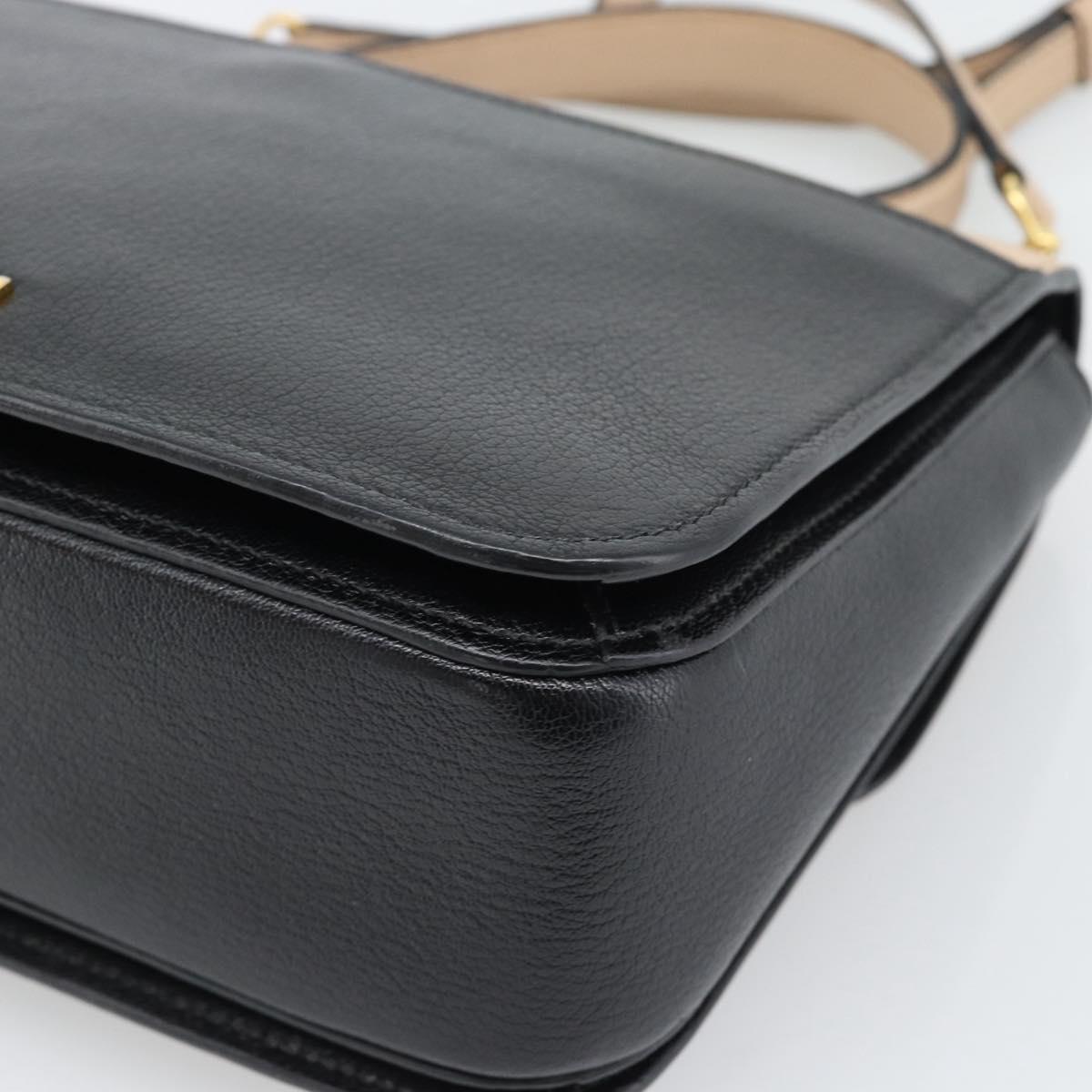 Miu Miu Ready lock Hand Bag Leather 2way Black Gold Auth am12067V