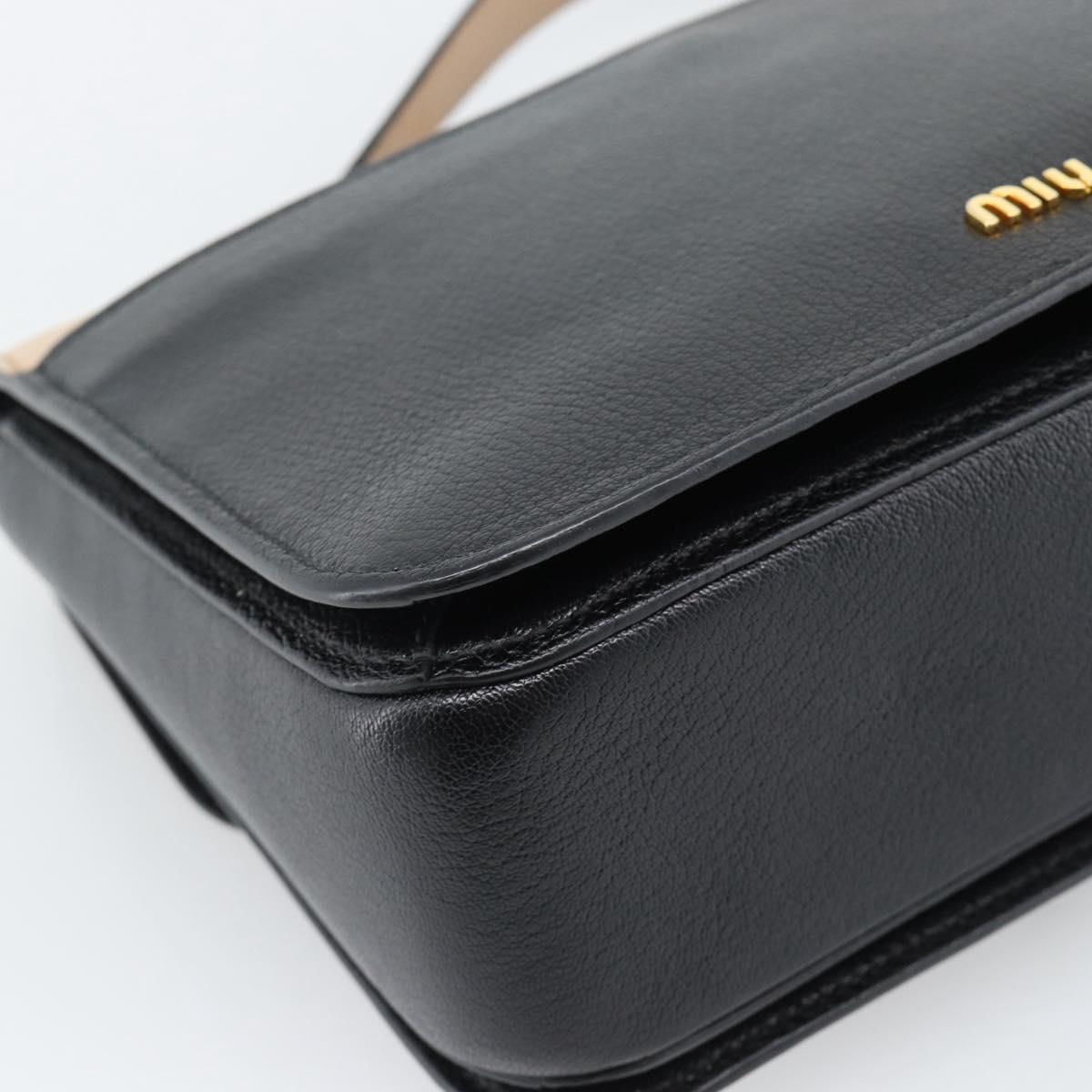 Miu Miu Ready lock Hand Bag Leather 2way Black Gold Auth am12067V