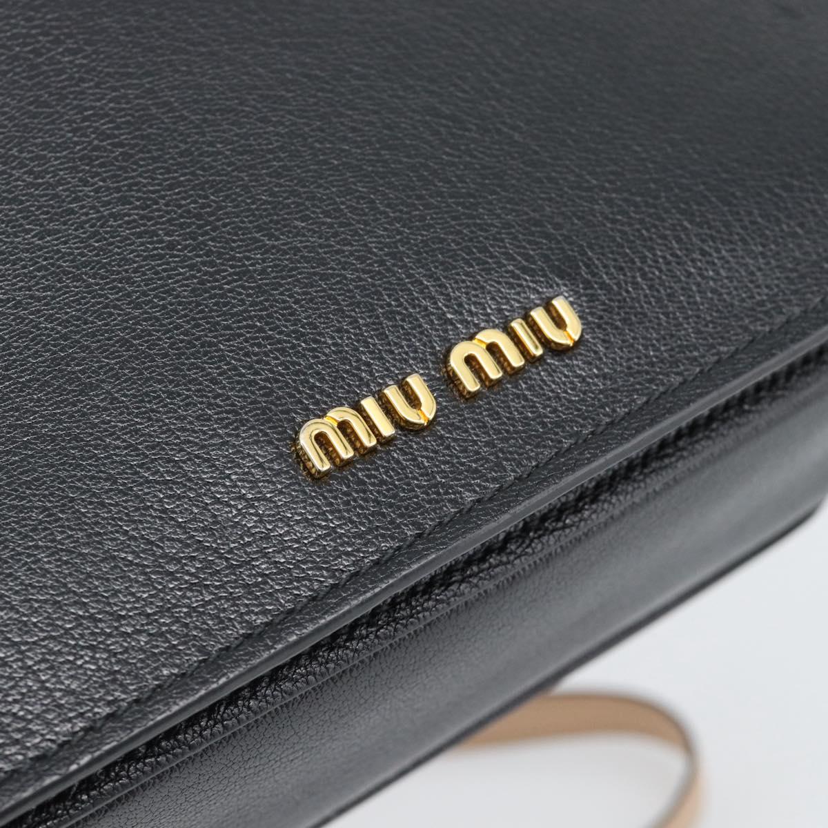 Miu Miu Ready lock Hand Bag Leather 2way Black Gold Auth am12067V