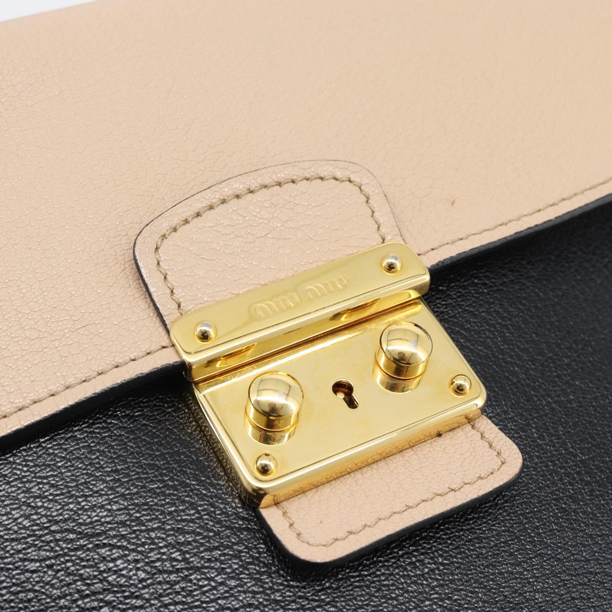 Miu Miu Ready lock Hand Bag Leather 2way Black Gold Auth am12067V
