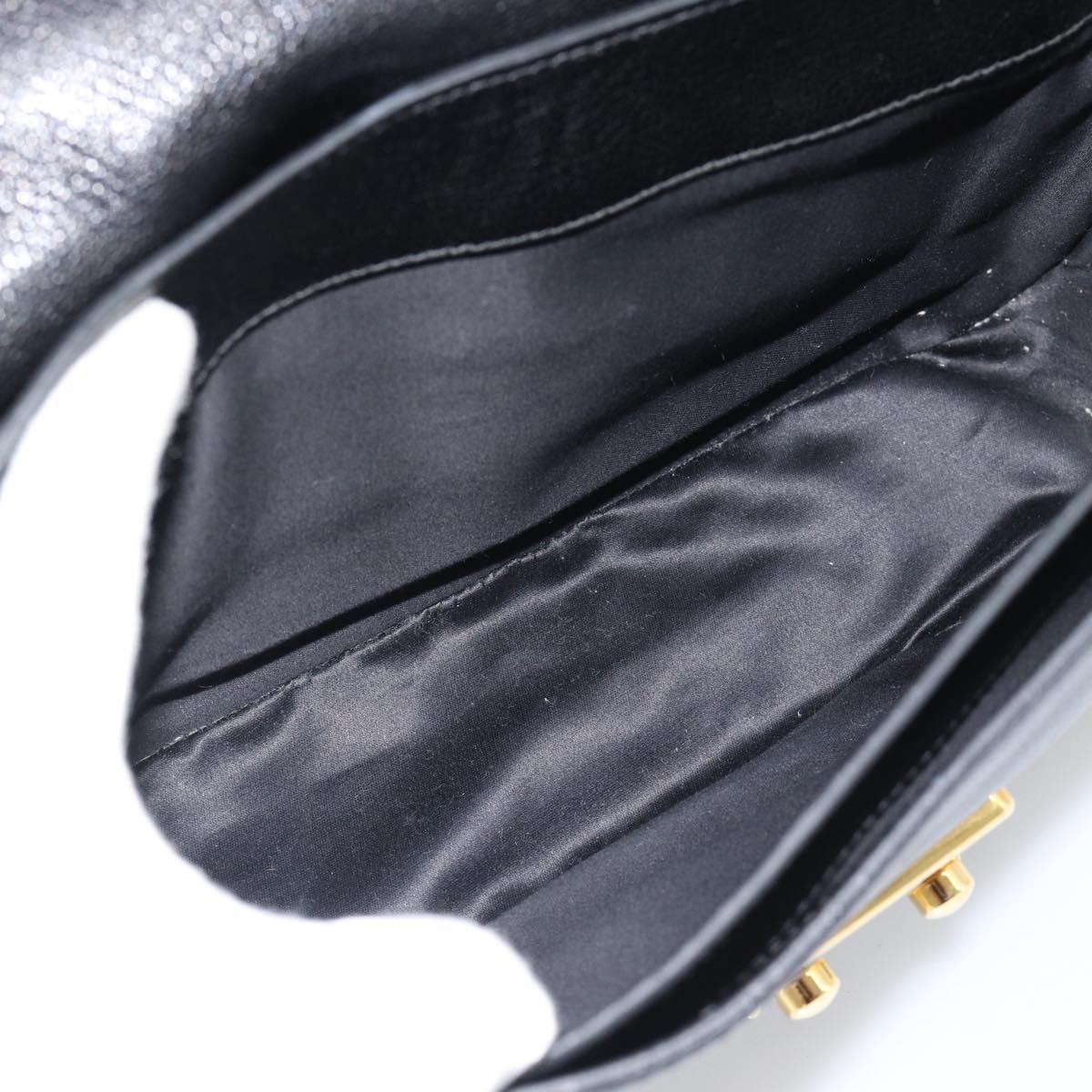 Miu Miu Ready lock Hand Bag Leather 2way Black Gold Auth am12067V