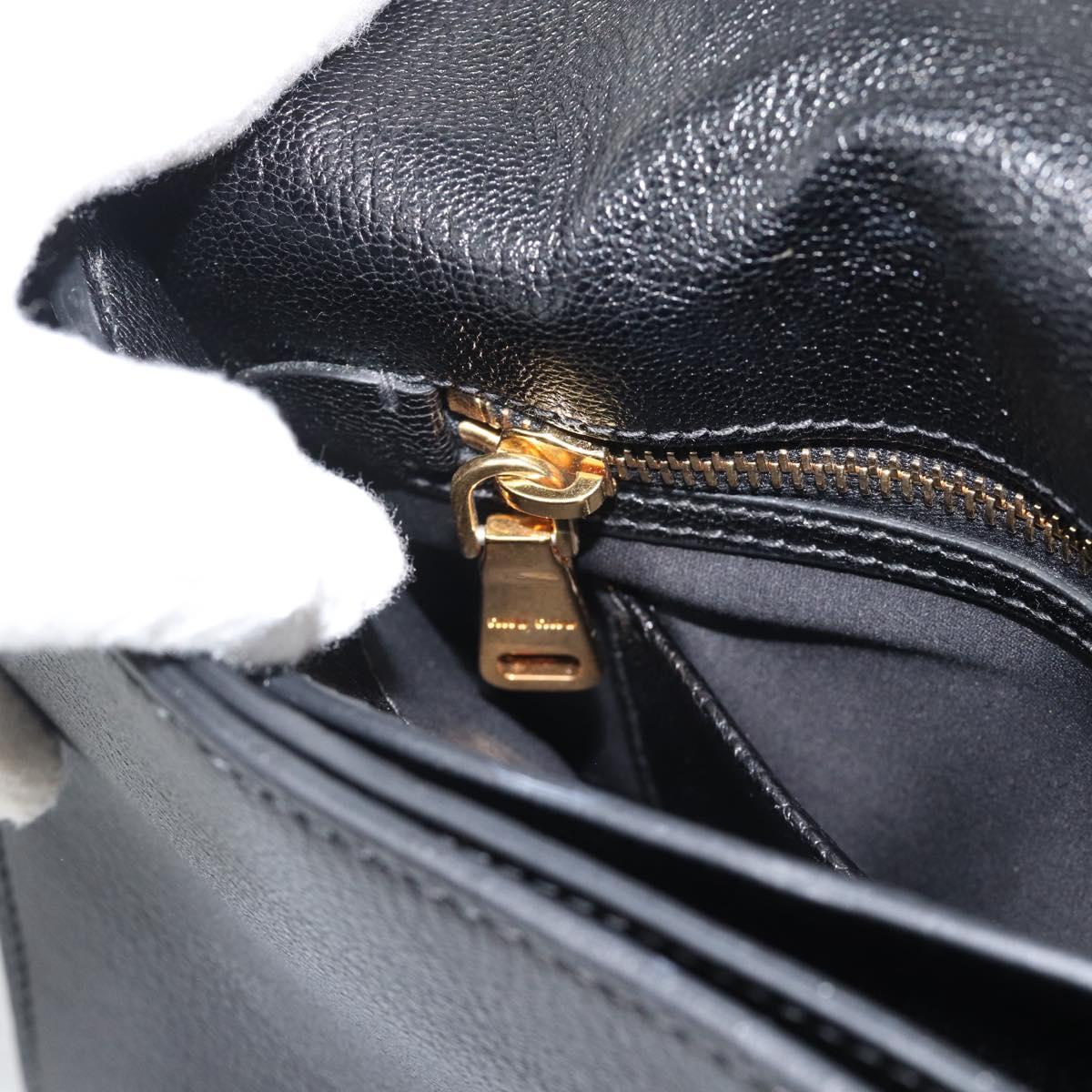 Miu Miu Ready lock Hand Bag Leather 2way Black Gold Auth am12067V
