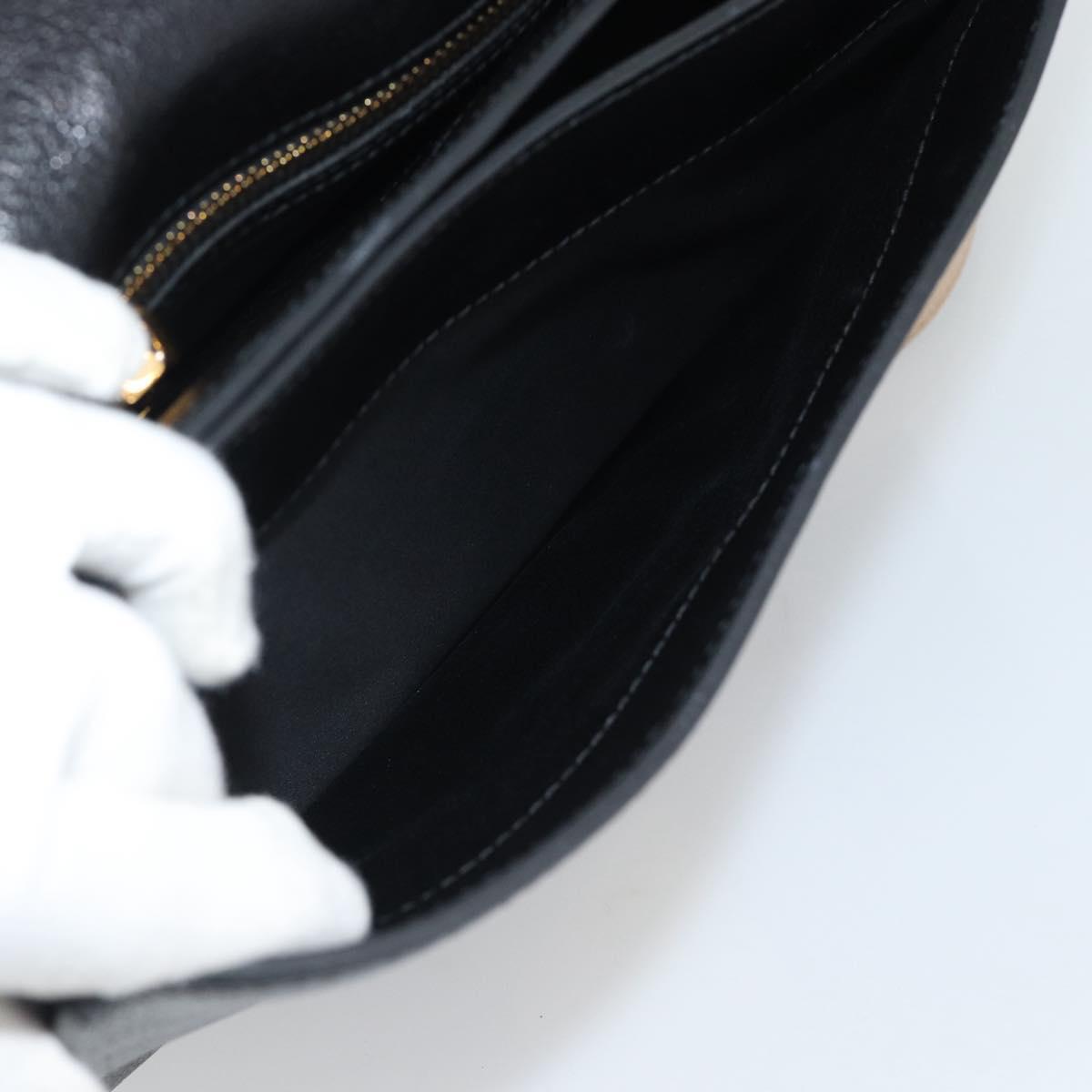 Miu Miu Ready lock Hand Bag Leather 2way Black Gold Auth am12067V
