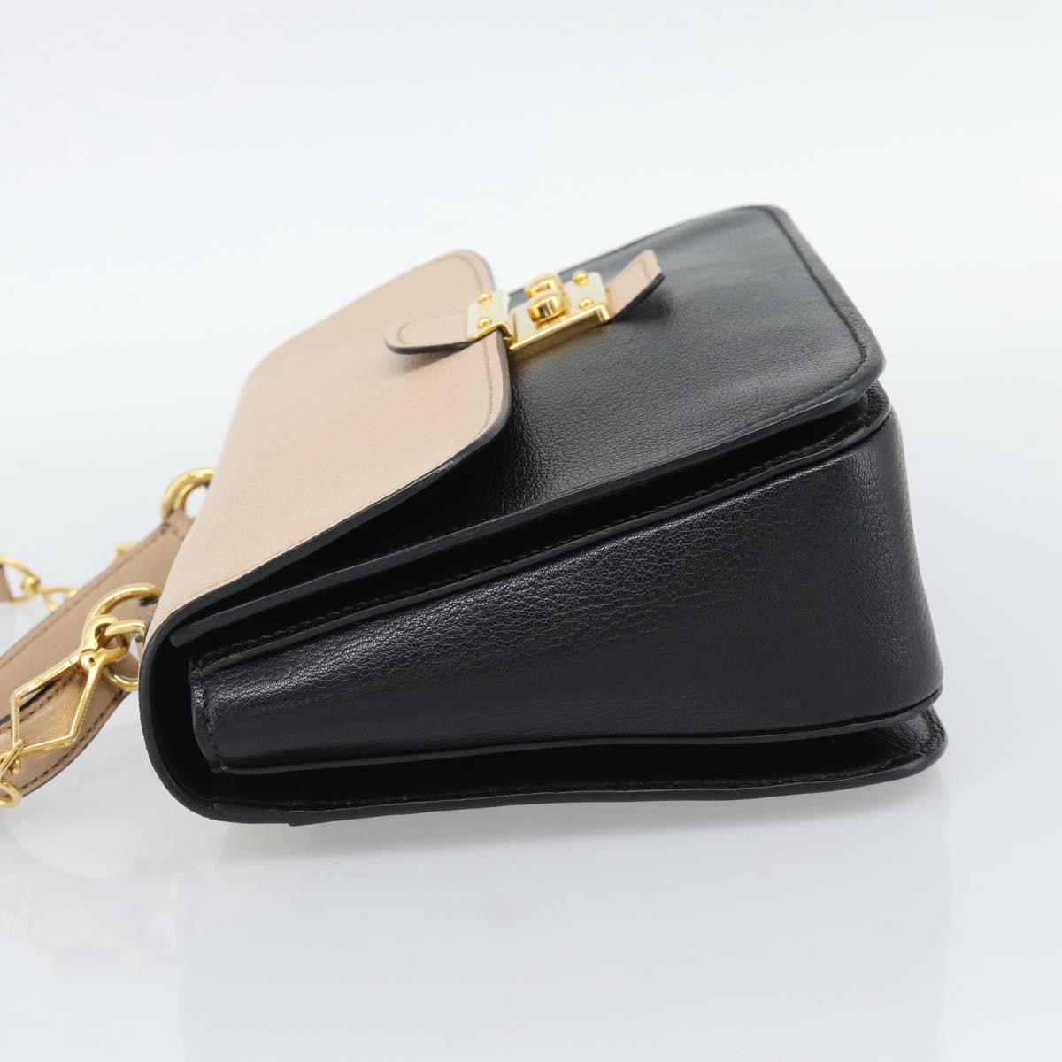 Miu Miu Ready lock Hand Bag Leather 2way Black Gold Auth am12067V