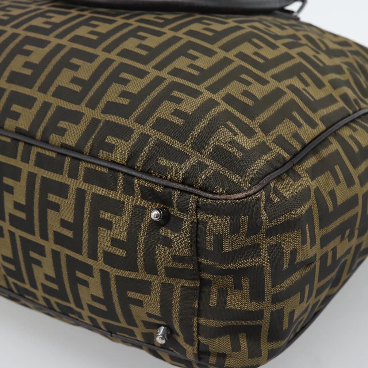 FENDI Zucca Canvas Tote Bag Nylon Black Brown Auth am12068V