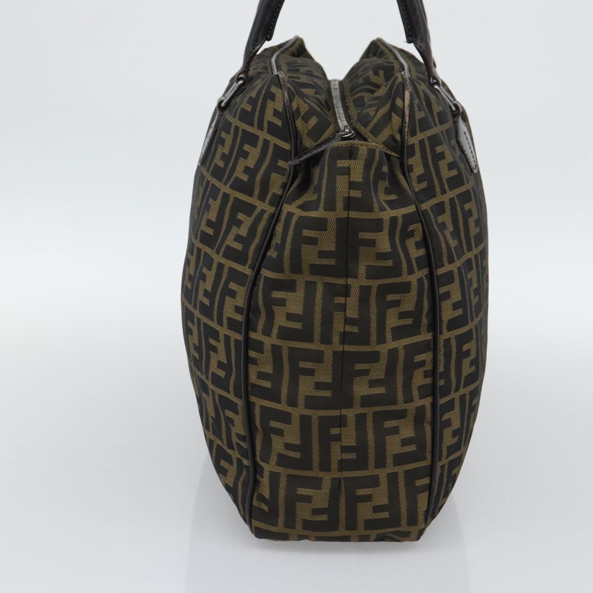 FENDI Zucca Canvas Tote Bag Nylon Black Brown Auth am12068V
