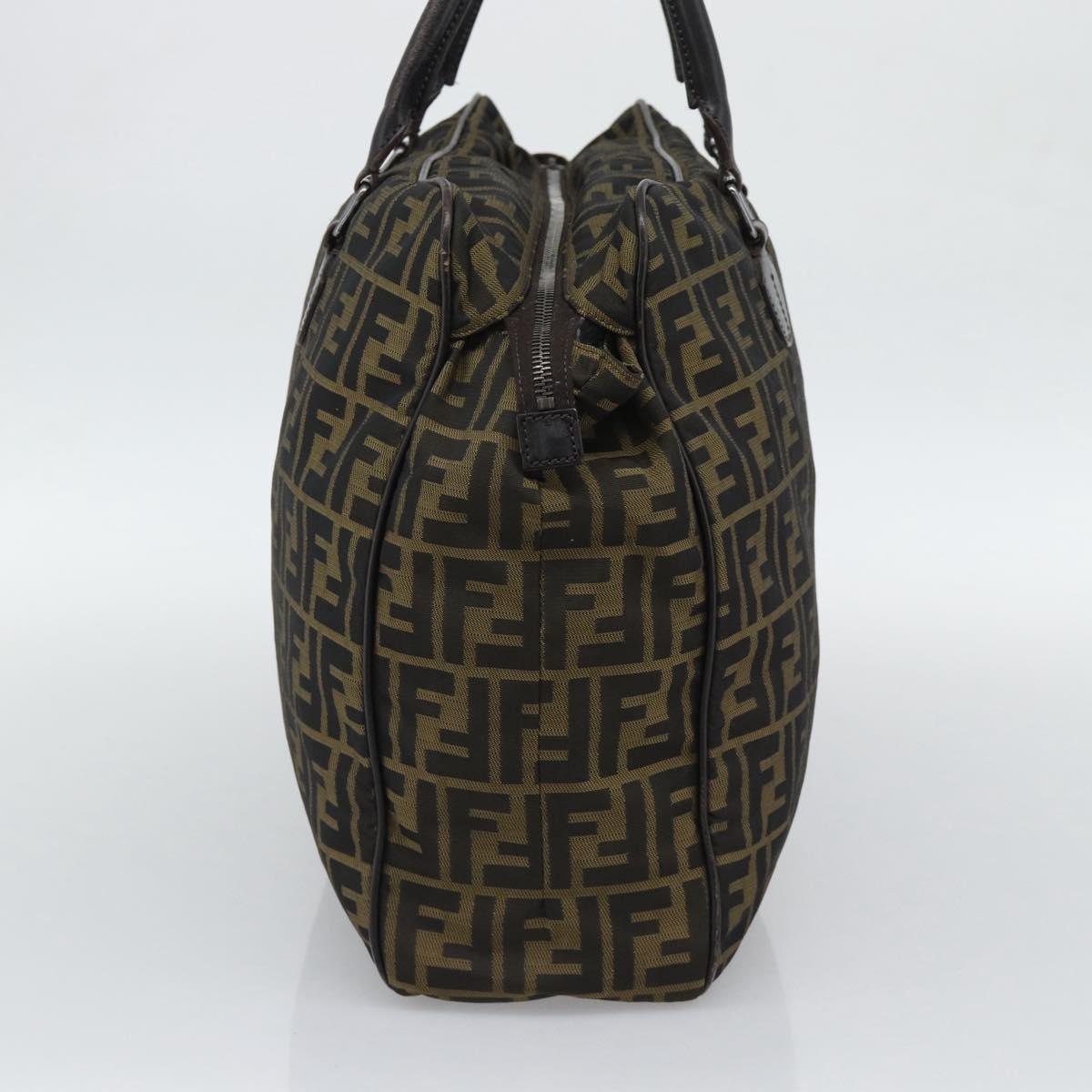 FENDI Zucca Canvas Tote Bag Nylon Black Brown Auth am12068V