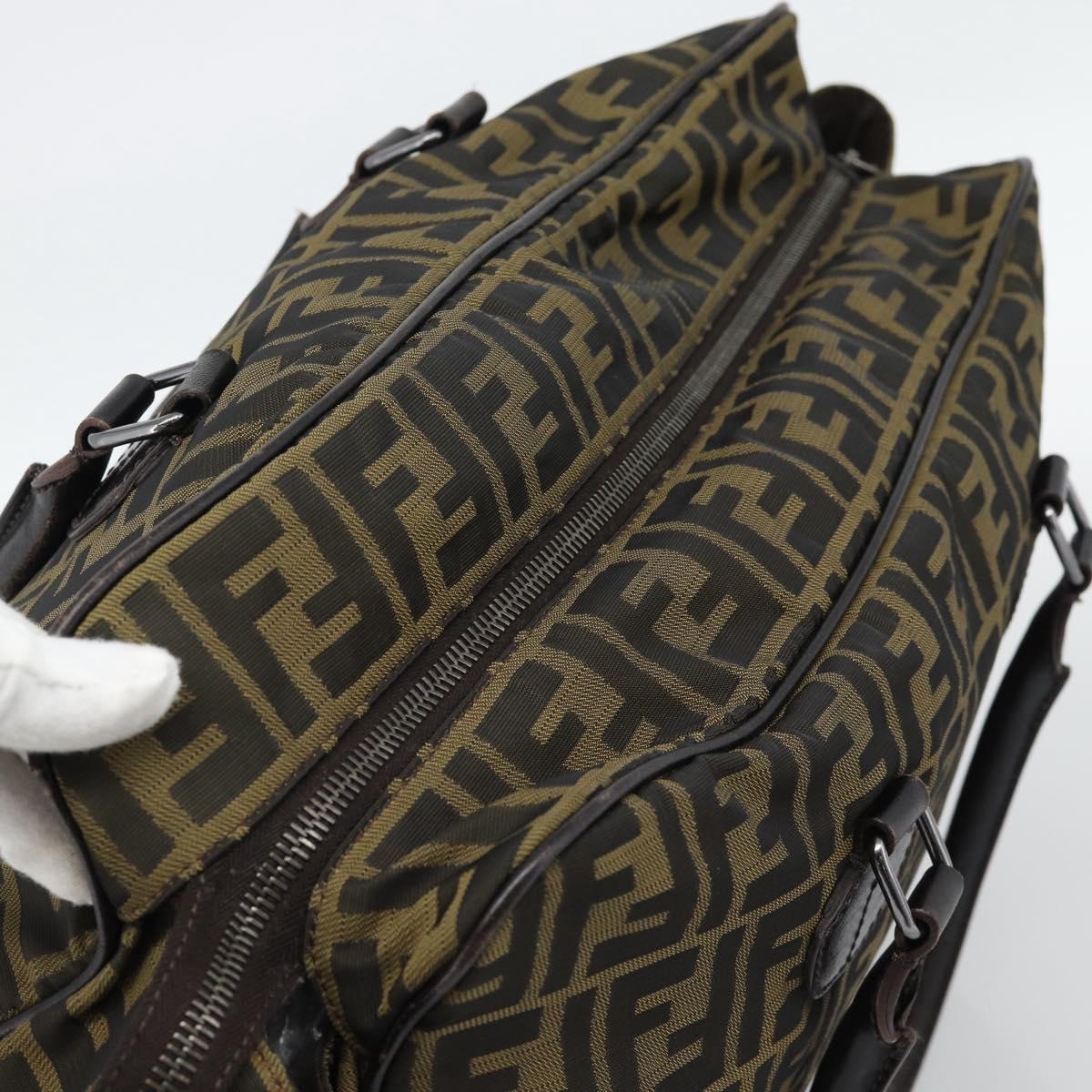 FENDI Zucca Canvas Tote Bag Nylon Black Brown Auth am12068V