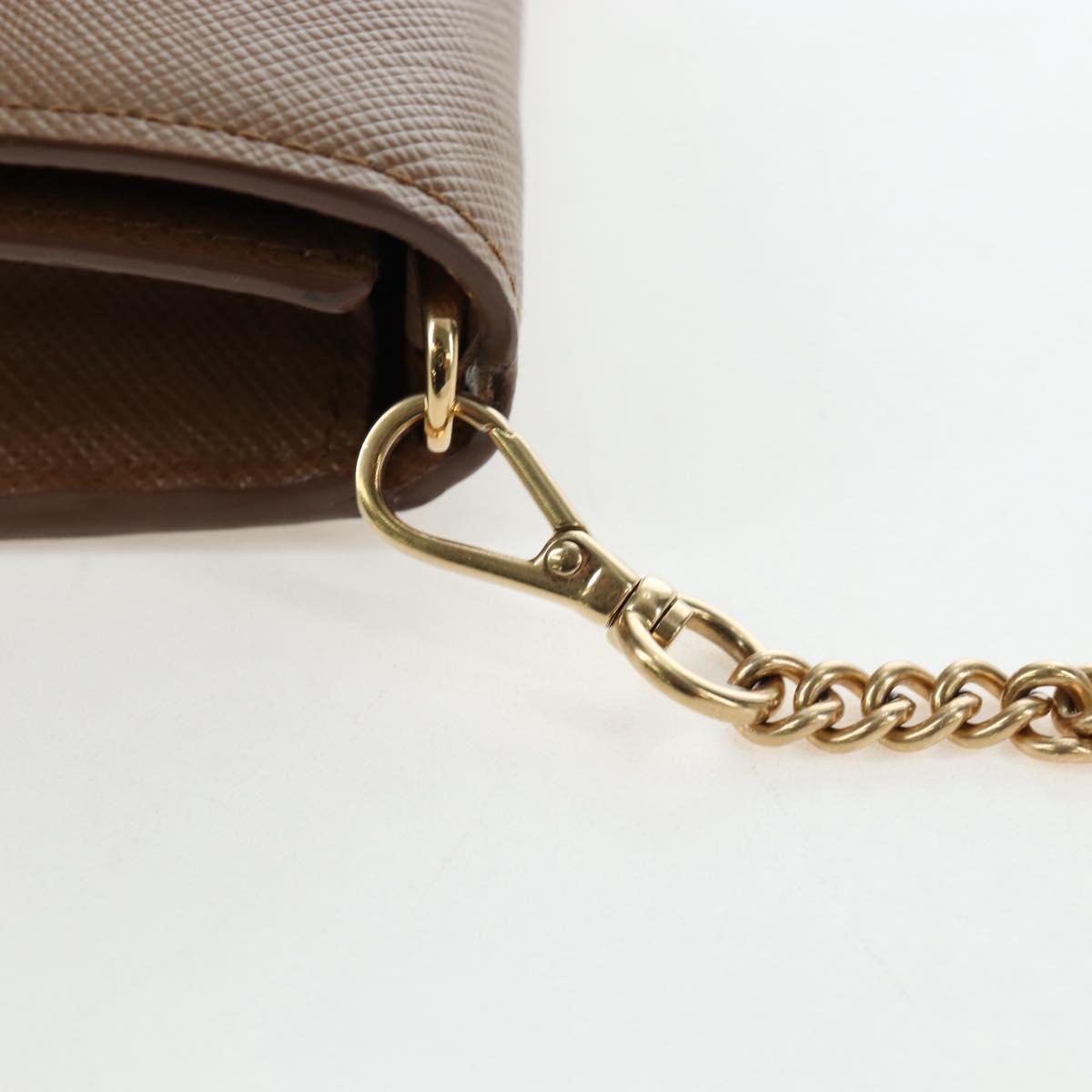 PRADA Chain Shoulder Bag Saffiano Brown Gold Auth am12070V