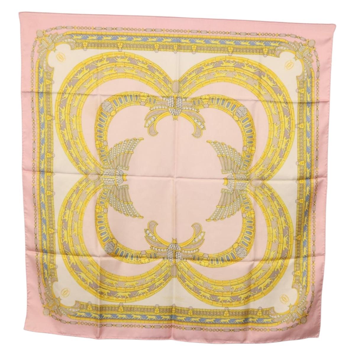 CARTIER Scarf Silk Pink Auth am12074