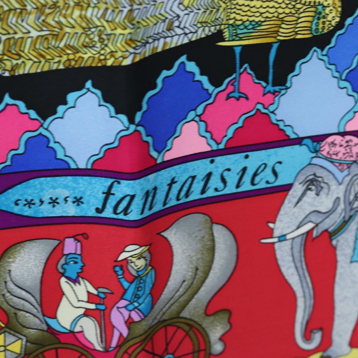HERMES Carre 90 Scarf ”fantaisies indiennes” Silk Red Black Auth am12080M