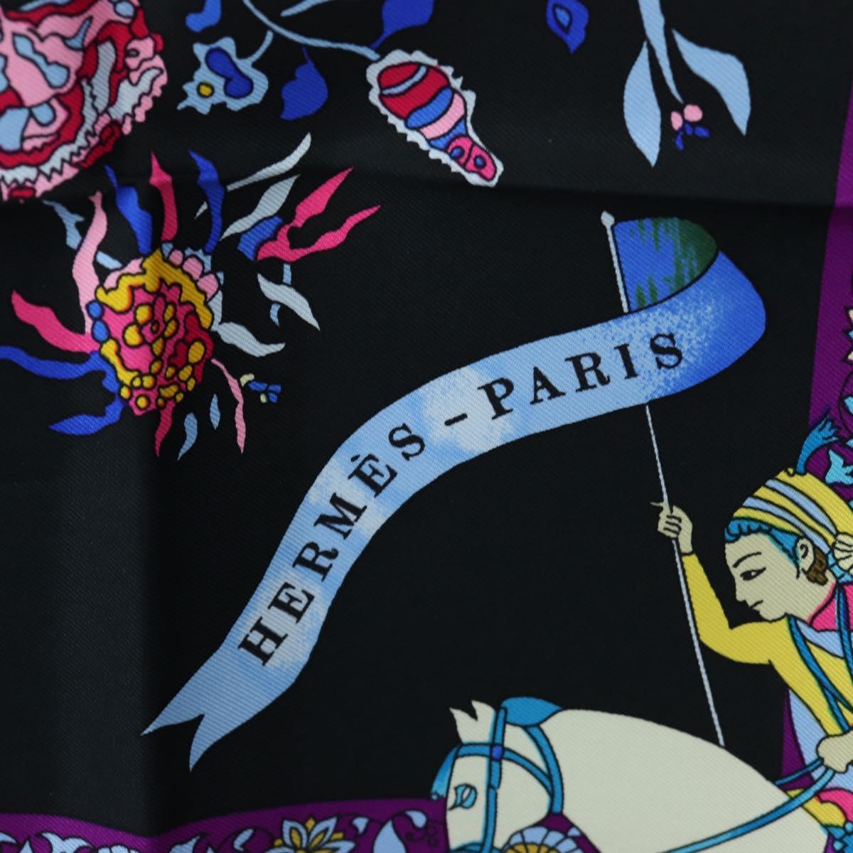 HERMES Carre 90 Scarf ”fantaisies indiennes” Silk Red Black Auth am12080M