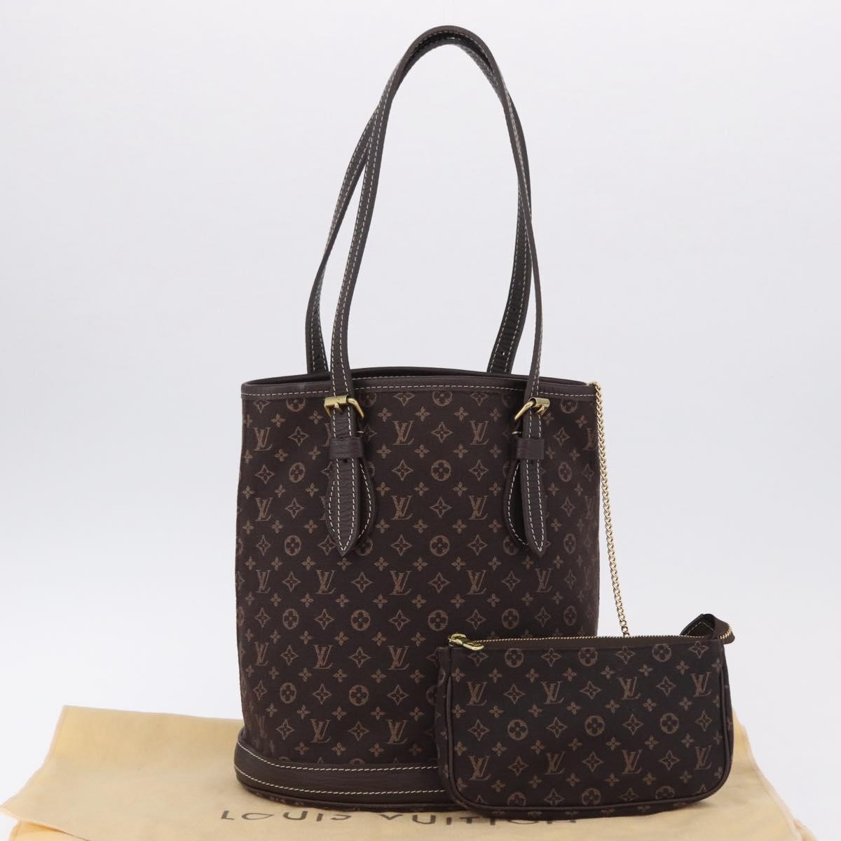 LOUIS VUITTON Monogram Mini Lin Bucket PM Bag Brown M95226 LV Auth am12082V