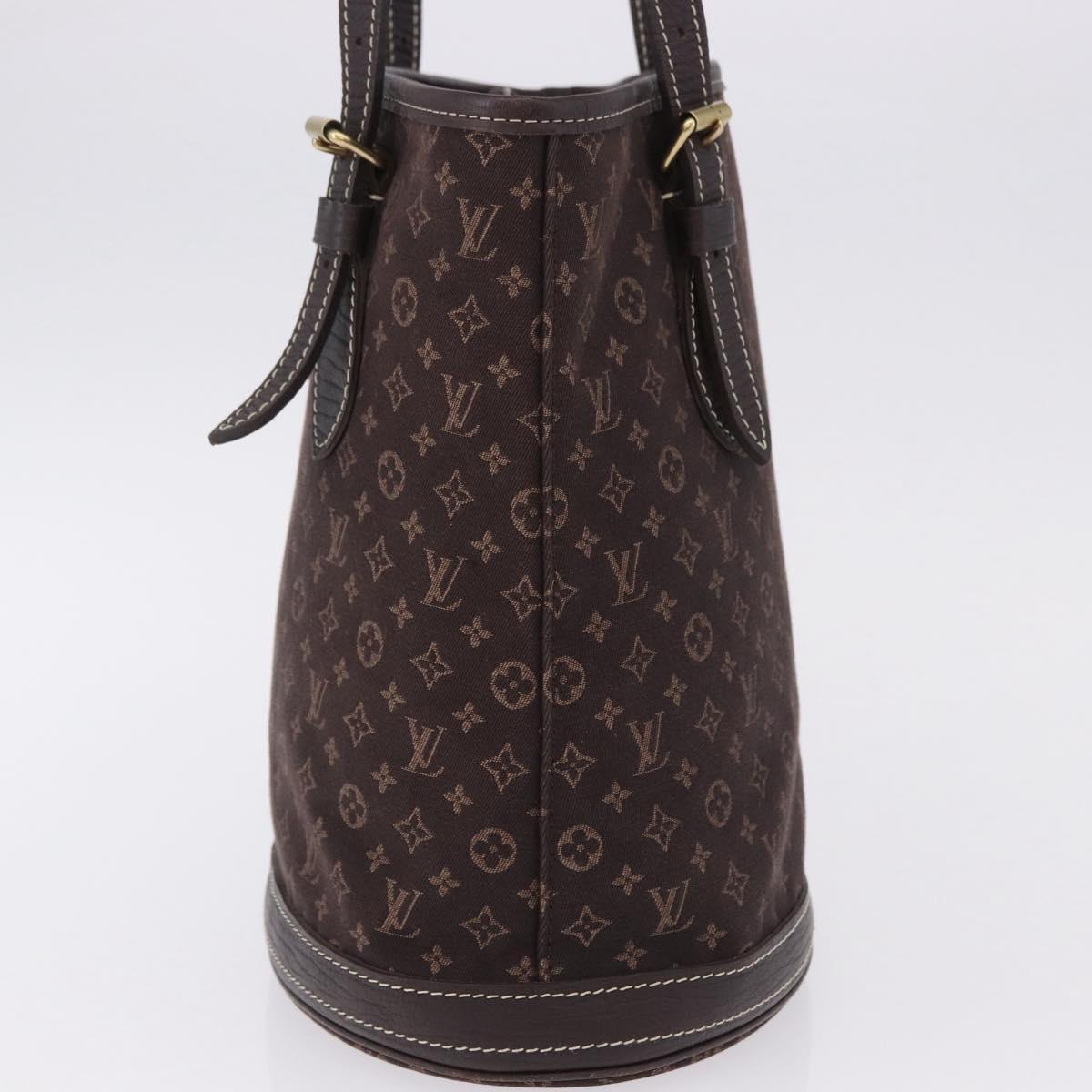 LOUIS VUITTON Monogram Mini Lin Bucket PM Bag Brown M95226 LV Auth am12082V