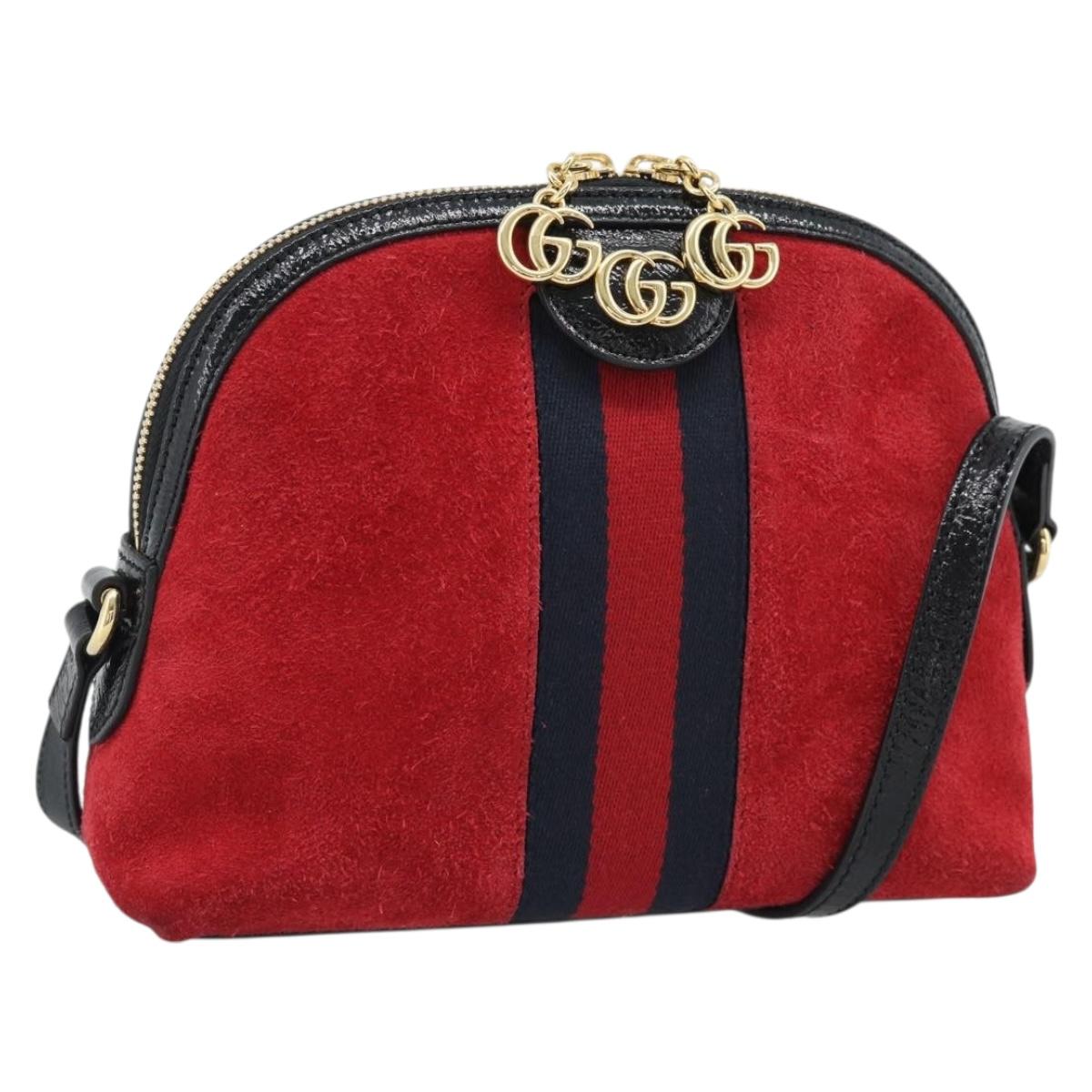GUCCI Ophidia Sherry Line Shoulder Bag Leather Red Gold 499621 Auth am12084A