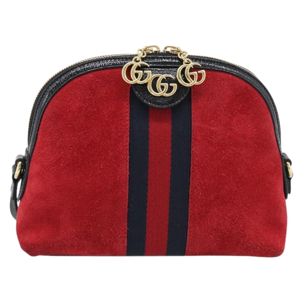 GUCCI Ophidia Sherry Line Shoulder Bag Leather Red Gold 499621 Auth am12084A