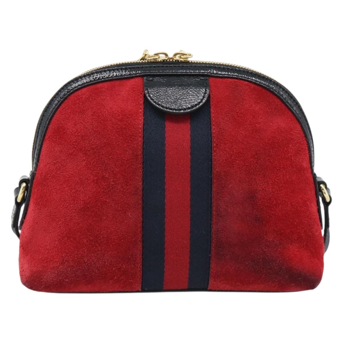 GUCCI Ophidia Sherry Line Shoulder Bag Leather Red Gold 499621 Auth am12084A