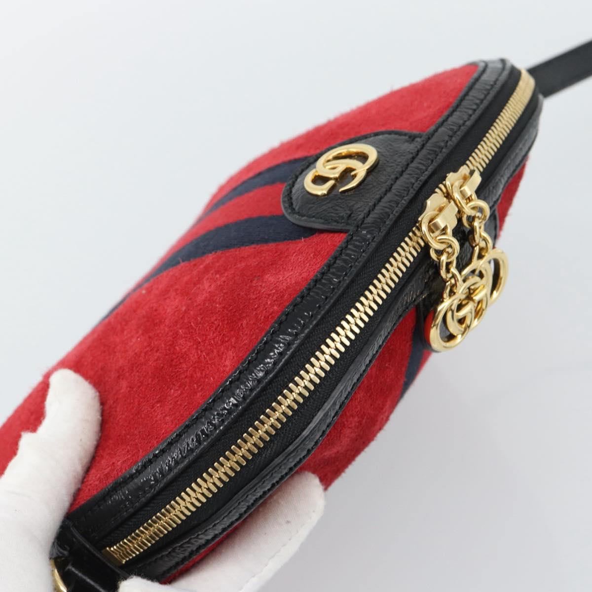 GUCCI Ophidia Sherry Line Shoulder Bag Leather Red Gold 499621 Auth am12084A