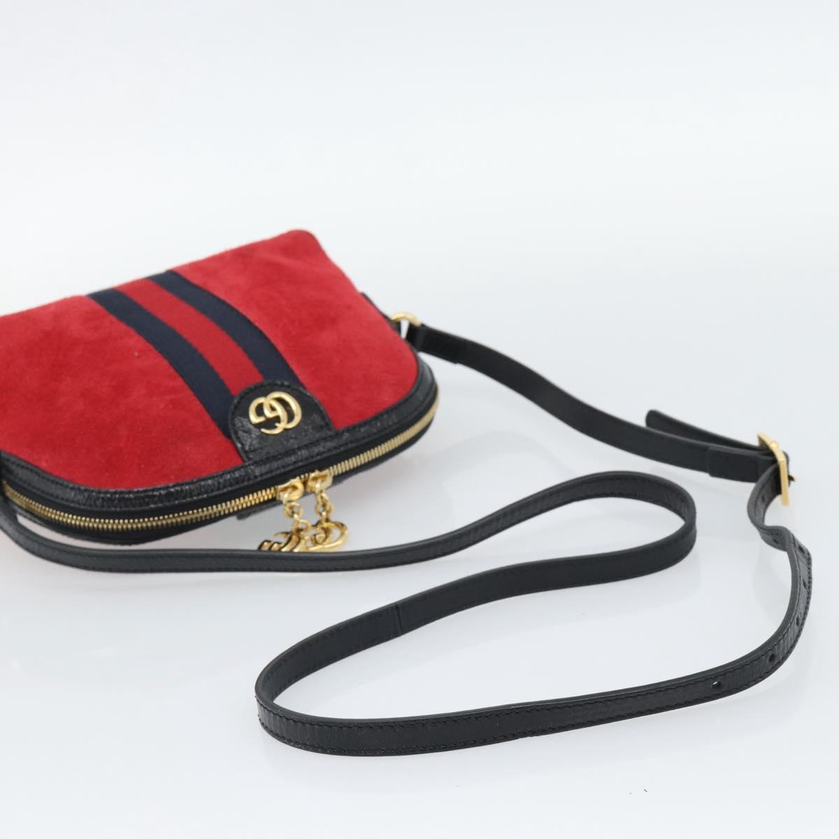 GUCCI Ophidia Sherry Line Shoulder Bag Leather Red Gold 499621 Auth am12084A