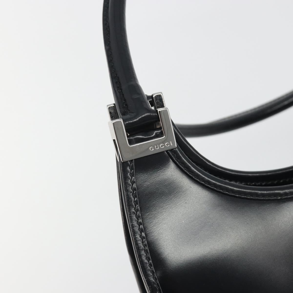 GUCCI Jackie Hand Bag Patent leather Black Silver 002 1068 Auth am12087V