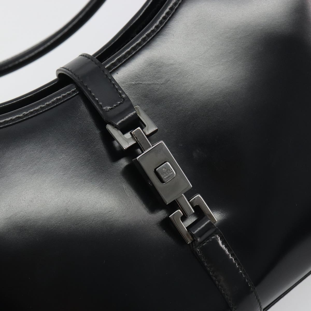 GUCCI Jackie Hand Bag Patent leather Black Silver 002 1068 Auth am12087V