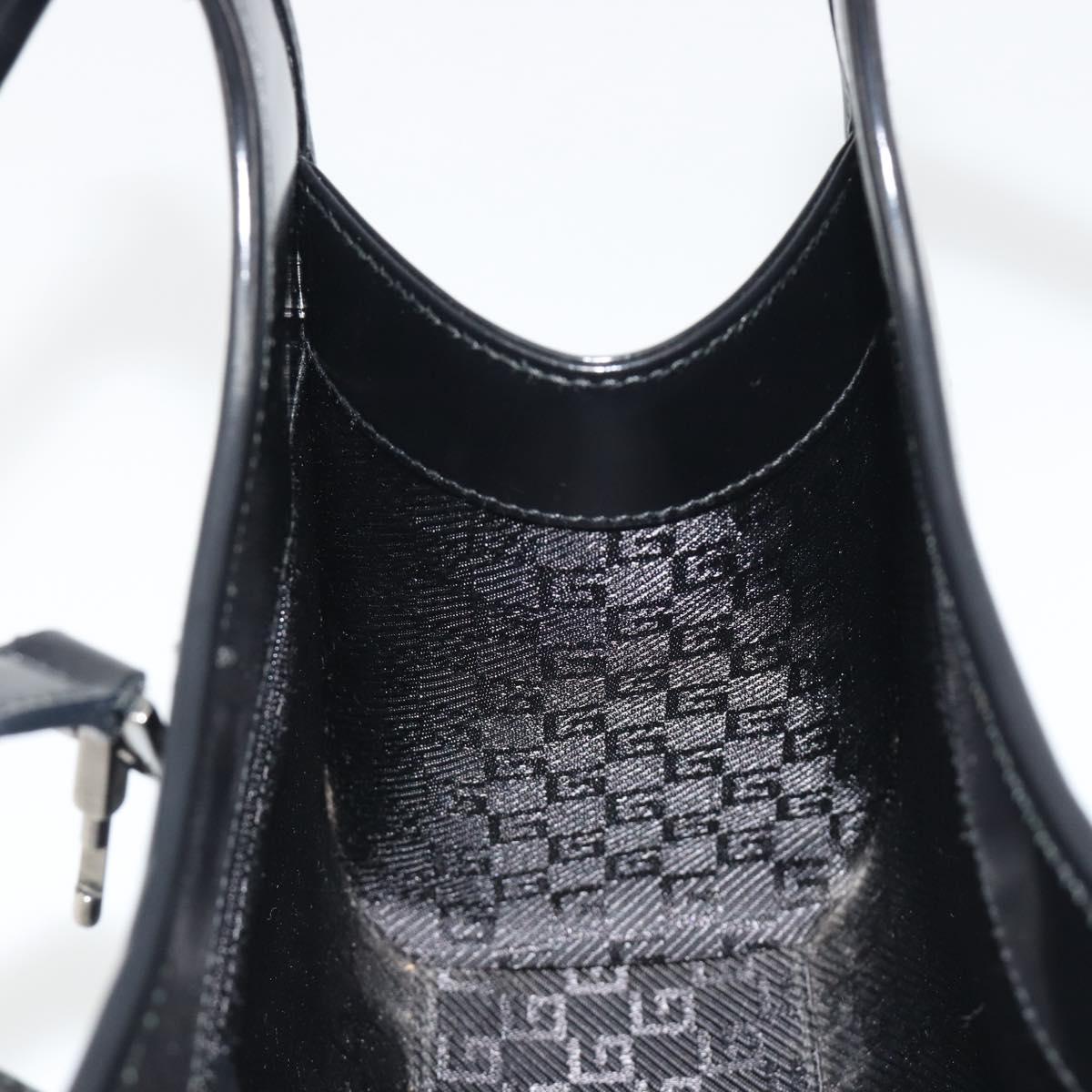 GUCCI Jackie Hand Bag Patent leather Black Silver 002 1068 Auth am12087V
