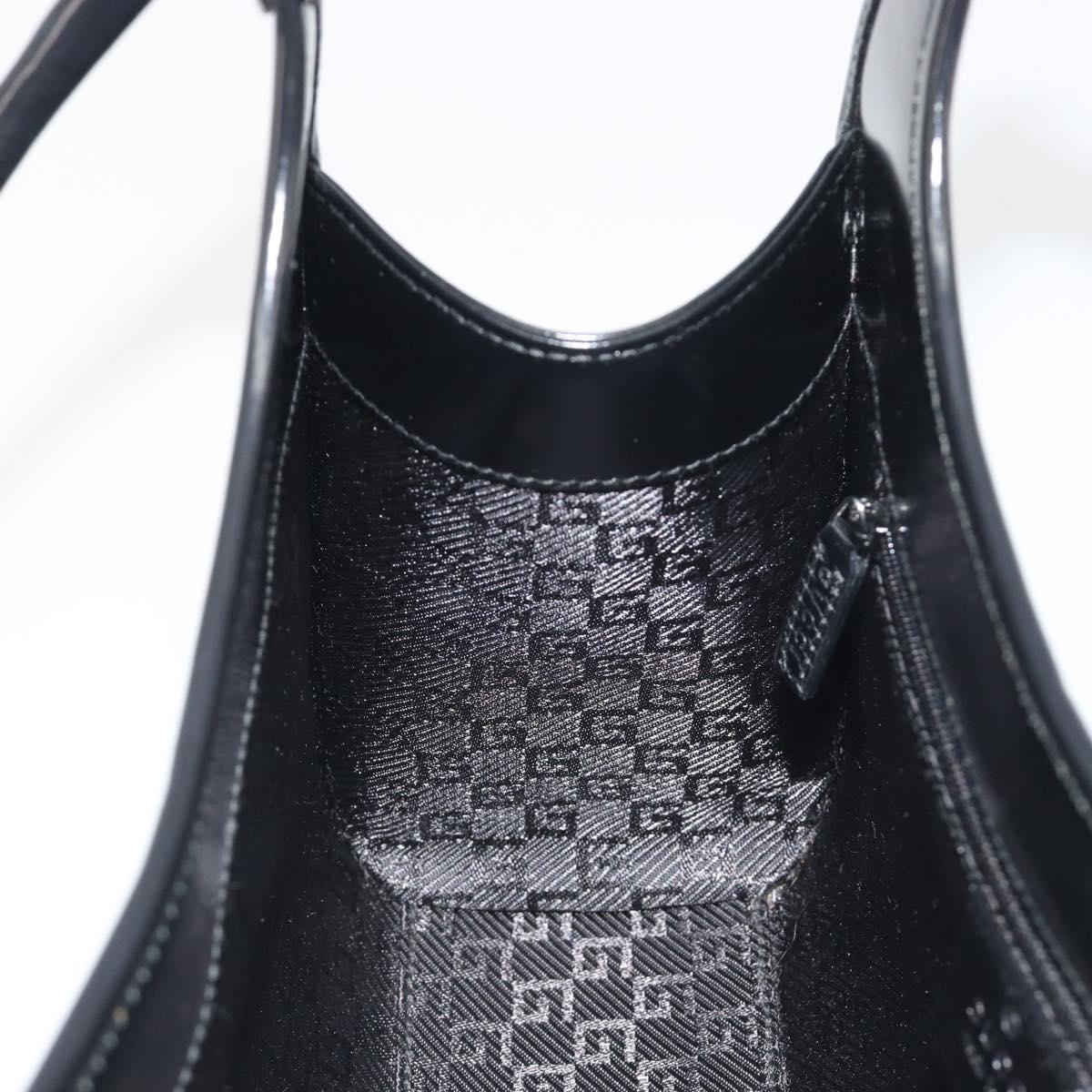 GUCCI Jackie Hand Bag Patent leather Black Silver 002 1068 Auth am12087V