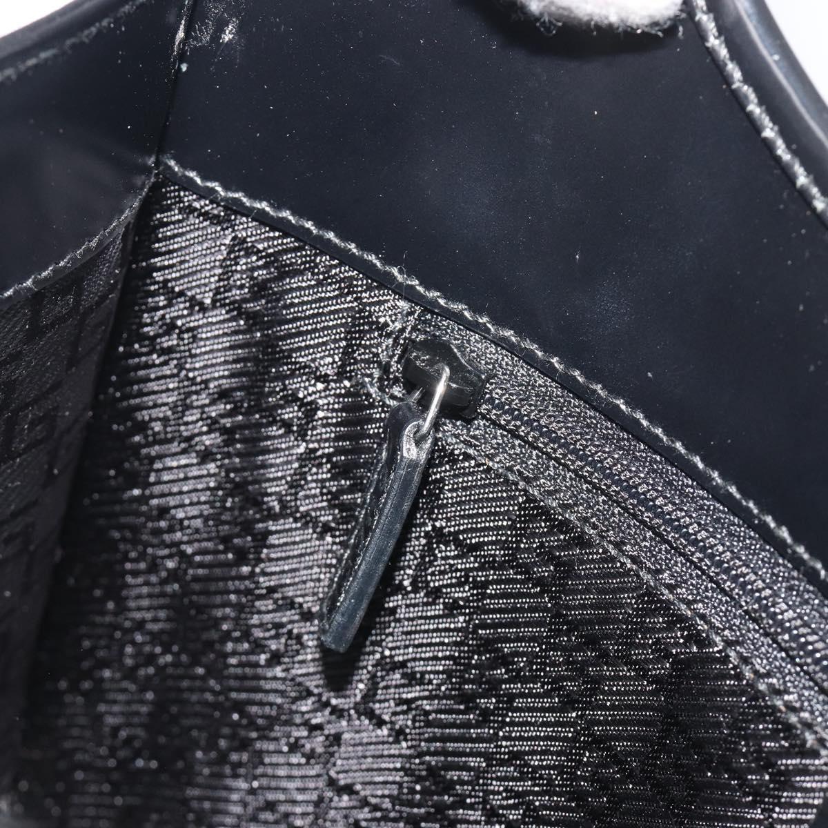 GUCCI Jackie Hand Bag Patent leather Black Silver 002 1068 Auth am12087V
