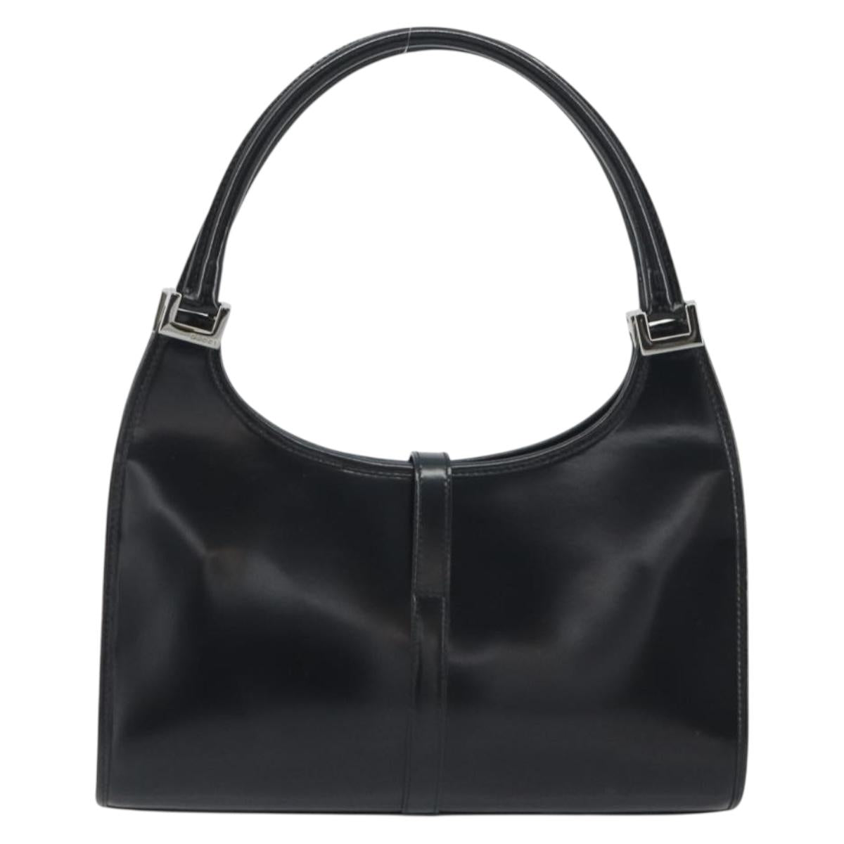 GUCCI Jackie Hand Bag Patent leather Black Silver 002 1068 Auth am12087V