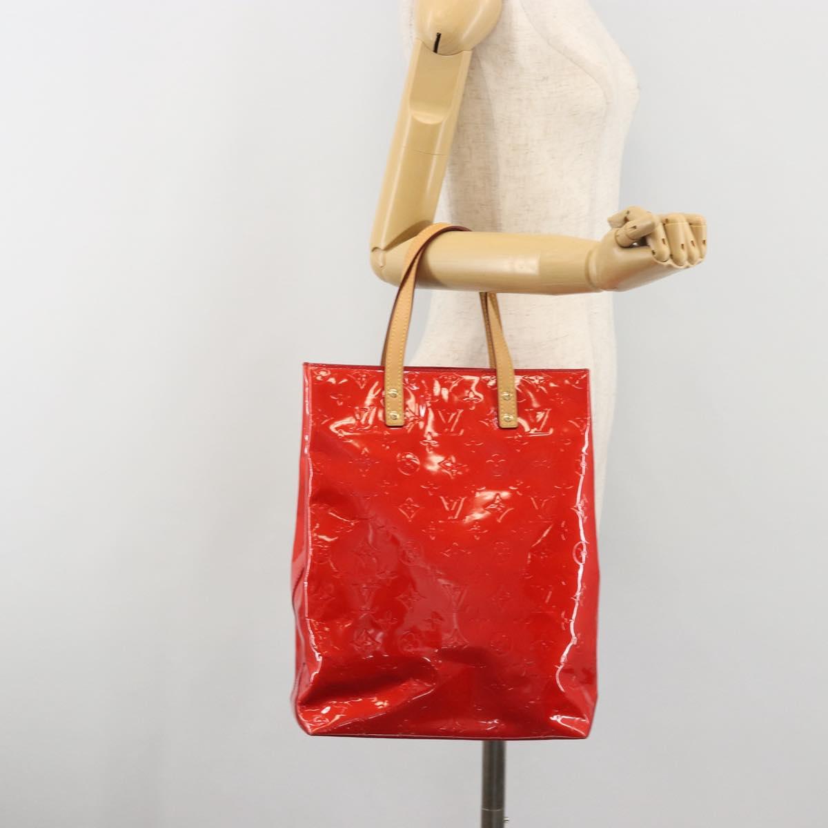 LOUIS VUITTON Monogram Vernis Reade MM Hand Bag Red Rouge M91086 Auth am12088V
