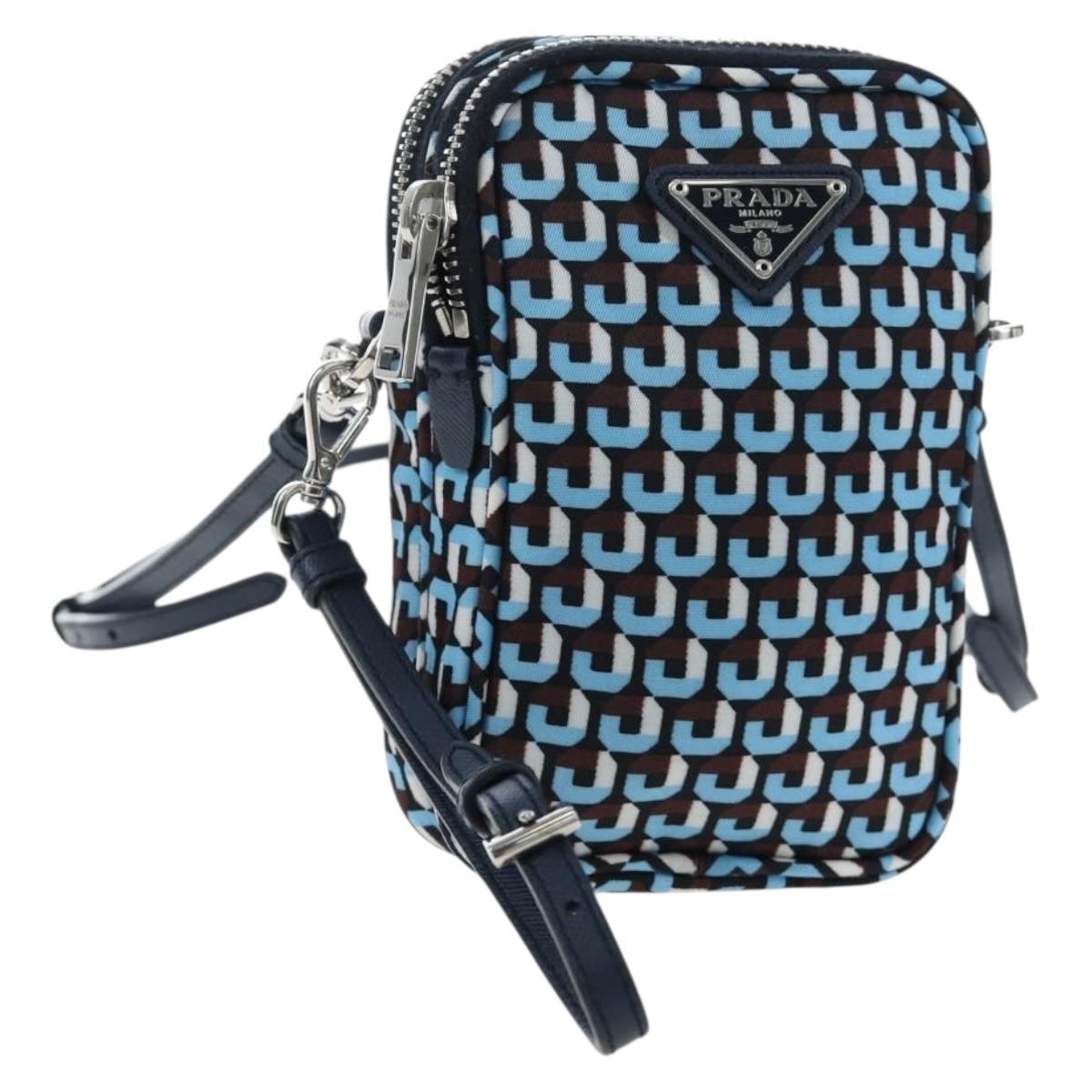 PRADA Mini Shoulder Bag Nylon Blue Silver 1N1860 Auth am12089V