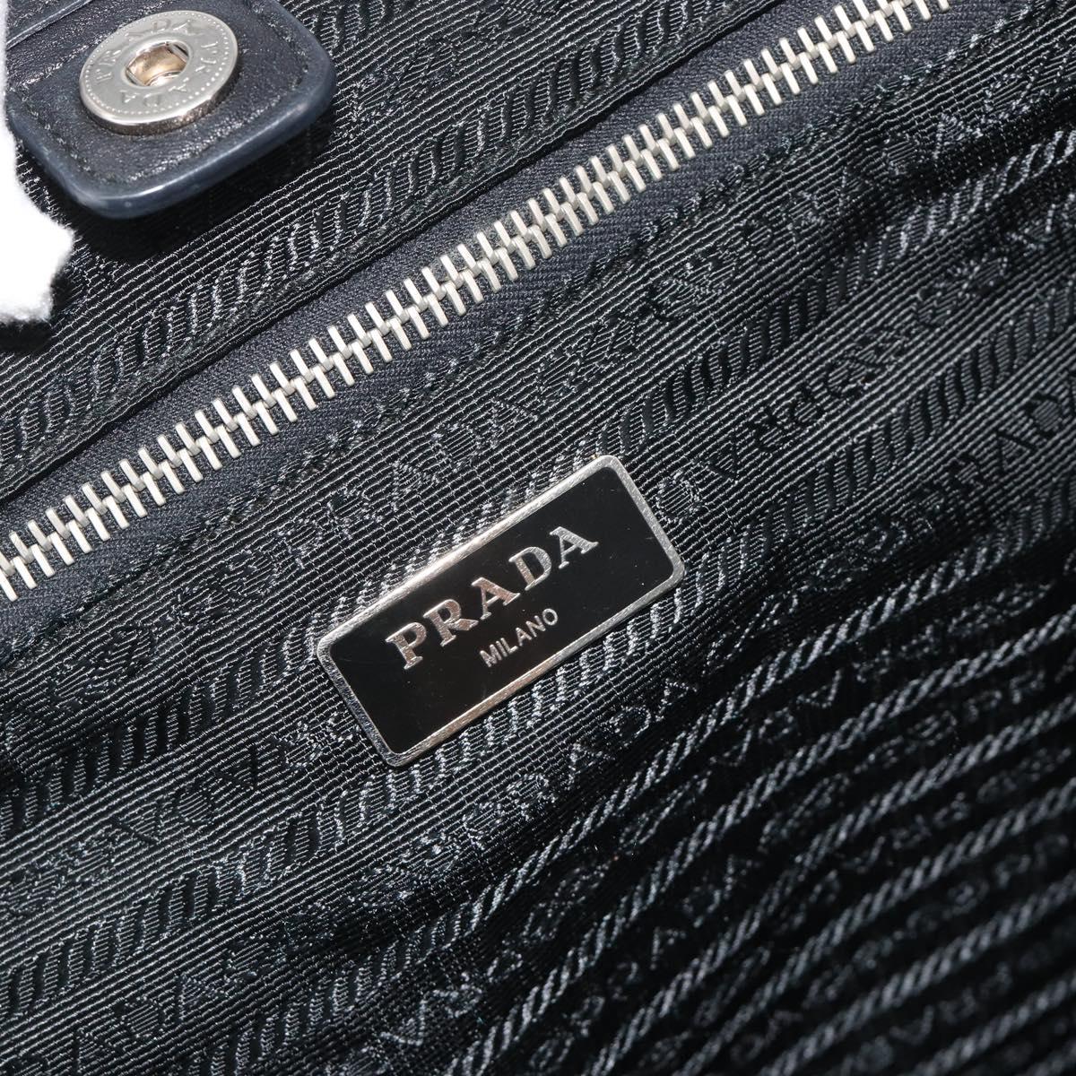 PRADA Tote Bag Nylon Black Silver Auth am12091A