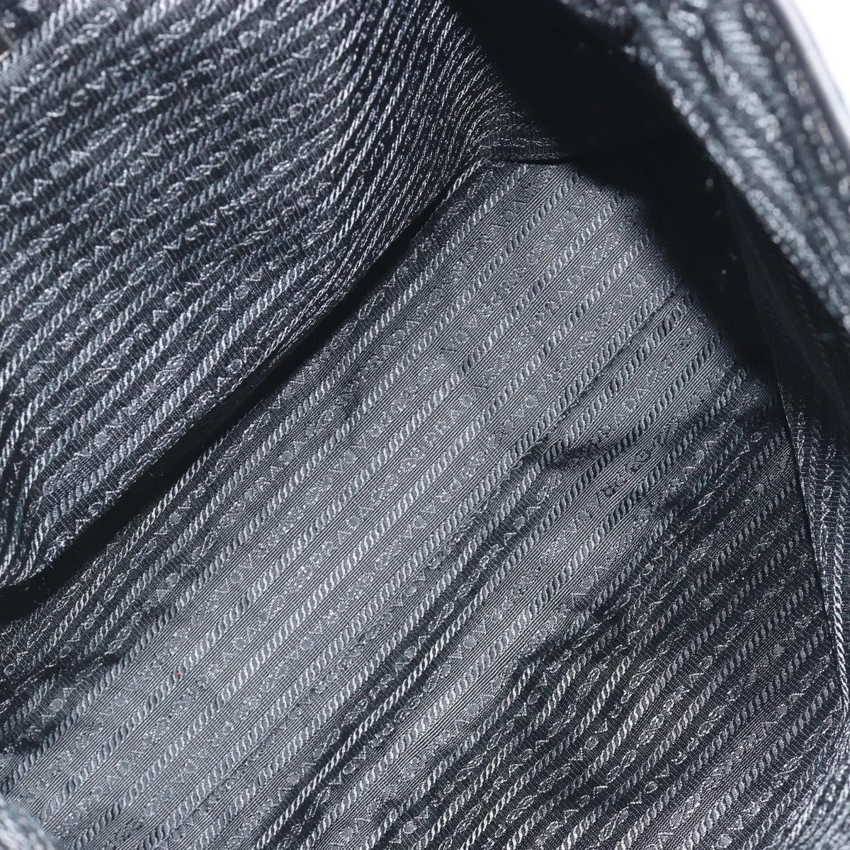 PRADA Tote Bag Nylon Black Silver Auth am12091A