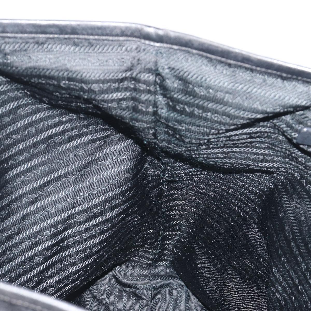 PRADA Tote Bag Nylon Black Silver Auth am12091A