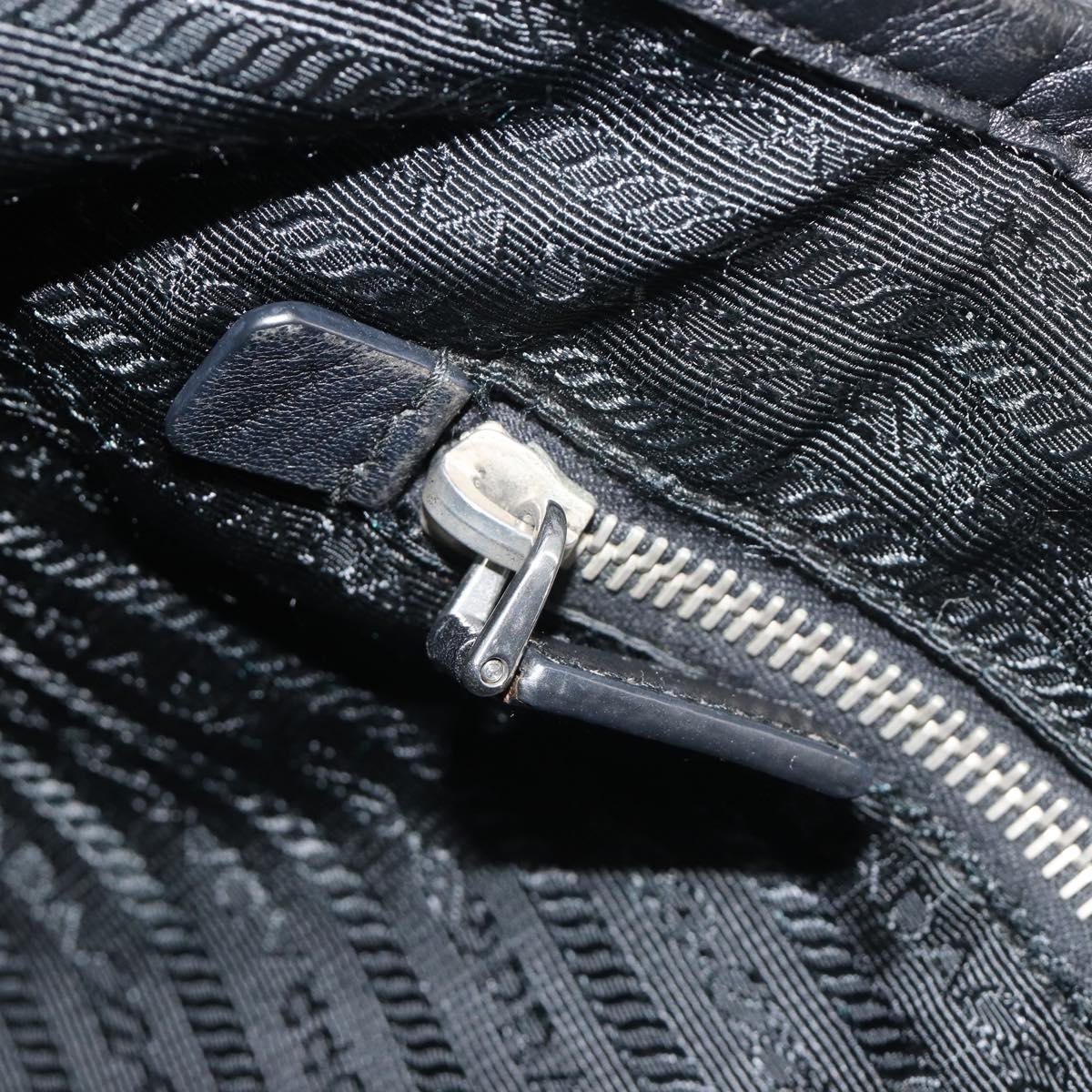 PRADA Tote Bag Nylon Black Silver Auth am12091A
