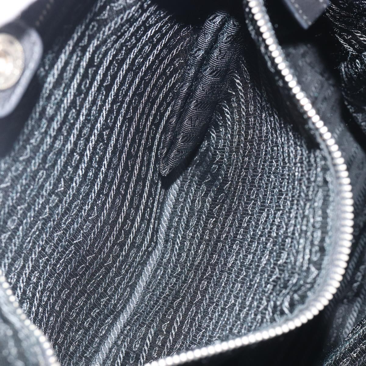PRADA Tote Bag Nylon Black Silver Auth am12091A