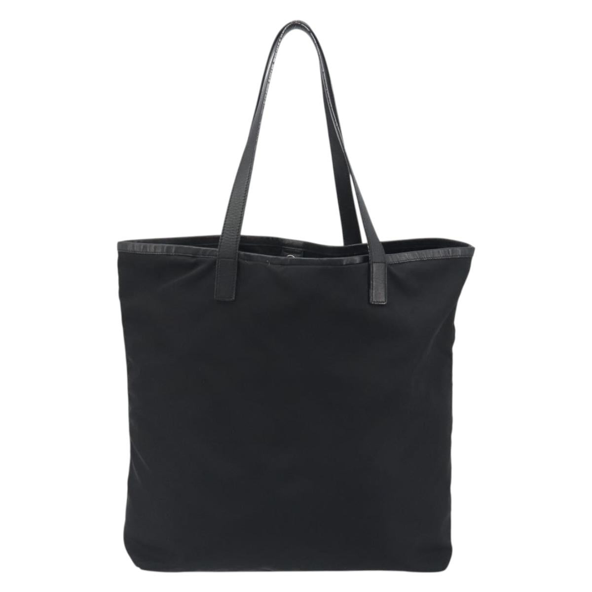 PRADA Tote Bag Nylon Black Silver Auth am12091A