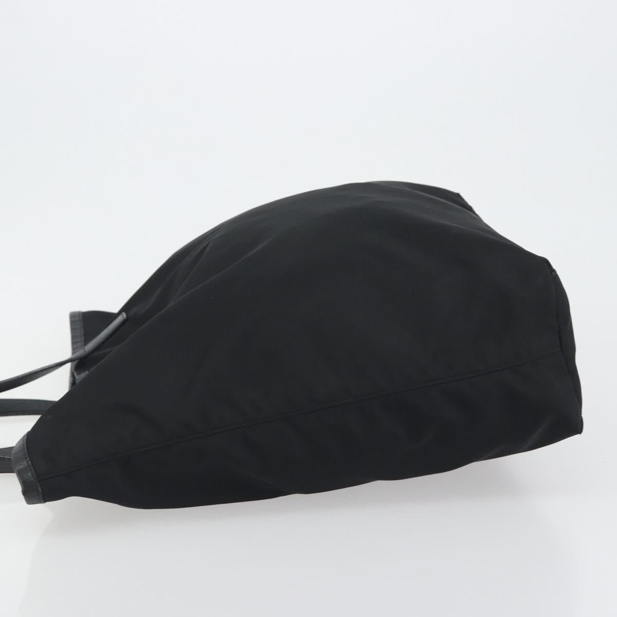 PRADA Tote Bag Nylon Black Silver Auth am12091A