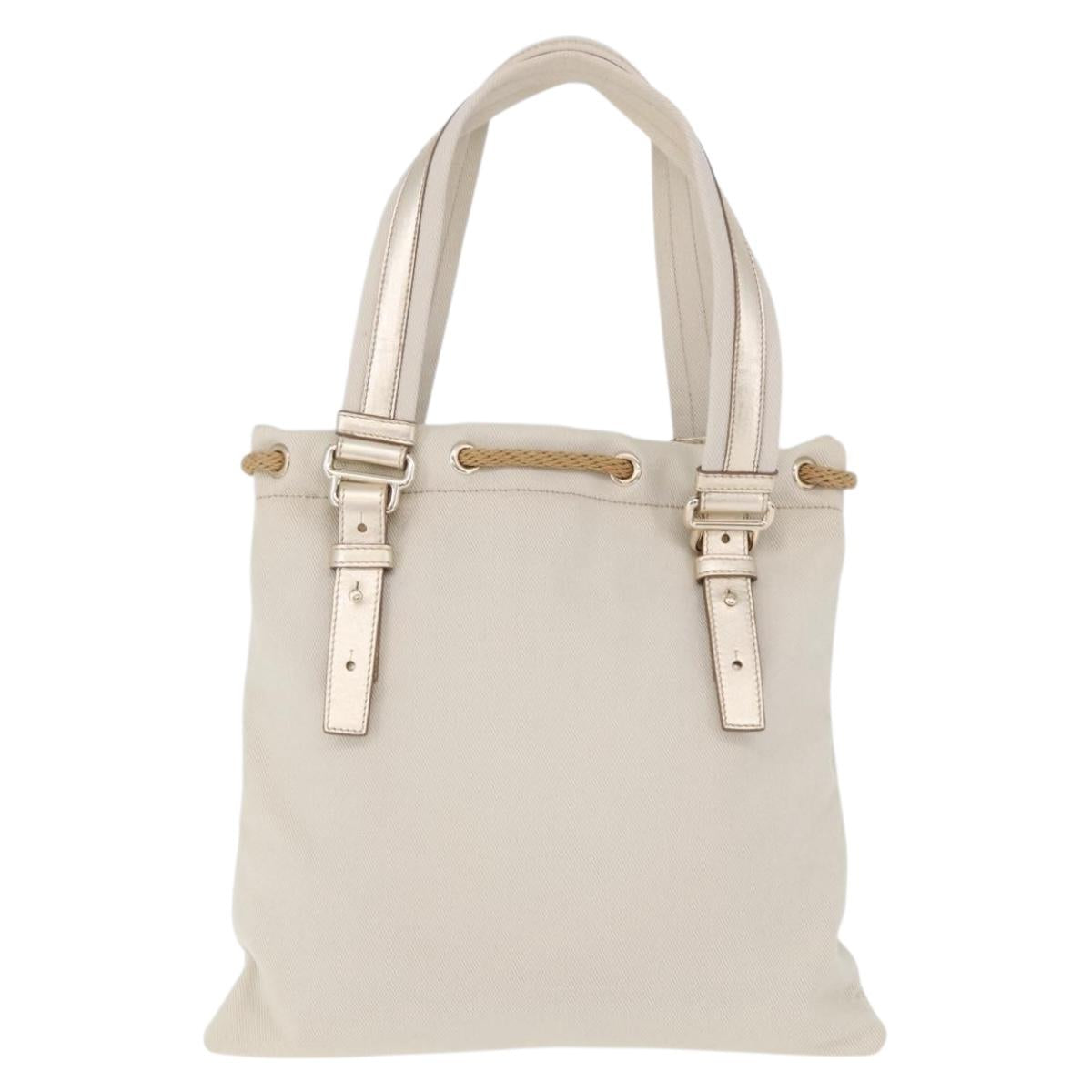 SAINT LAURENT Kahala Tote Bag Canvas Ivory Gold 123435 Auth am12092V