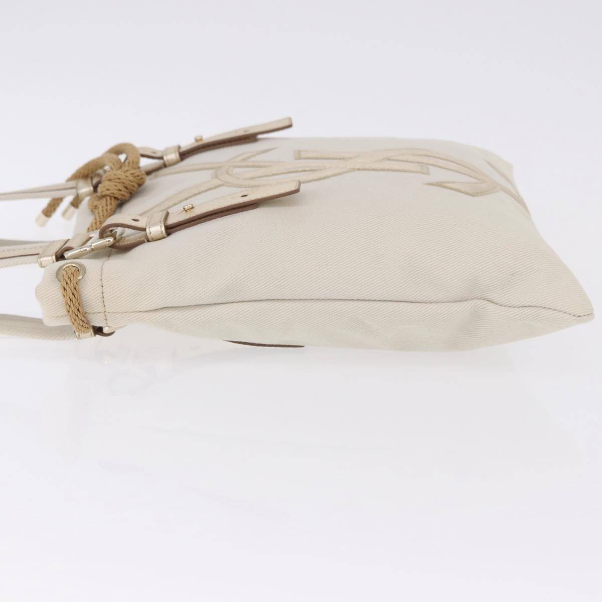 SAINT LAURENT Kahala Tote Bag Canvas Ivory Gold 123435 Auth am12092V