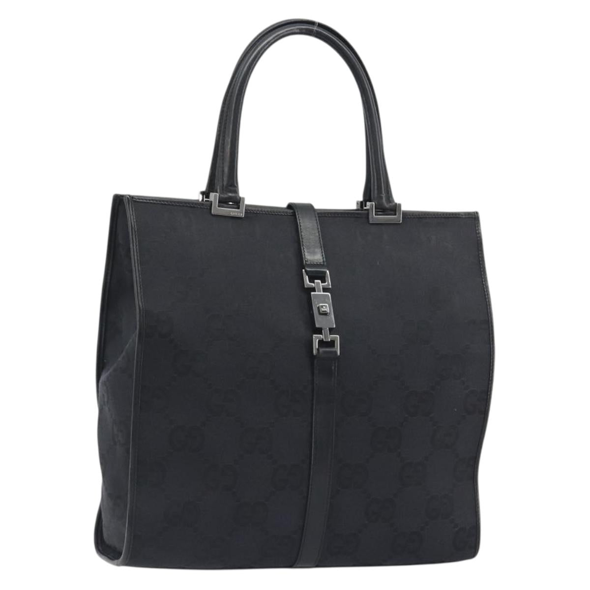 GUCCI GG Canvas Tote Bag Black Silver 002 1064 3444 Auth am12094V