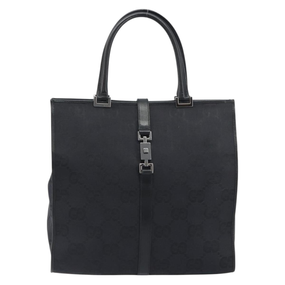 GUCCI GG Canvas Tote Bag Black Silver 002 1064 3444 Auth am12094V