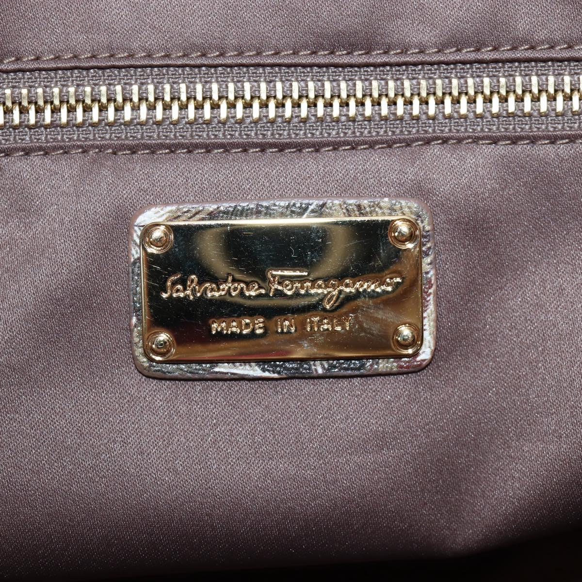 Salvatore Ferragamo Quill Hand Bag Leather 2way Multicolor Gold Auth am12096V