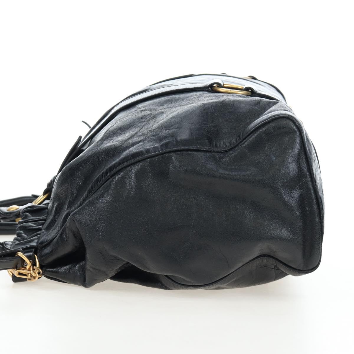 Miu Miu Hand Bag Leather 2way Black Gold Auth am12097SAV